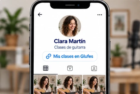 Biografía de un perfil social con el enlace Mis clases en Glufes