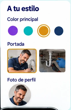 Panel A tu estilo para elegir el color principal, la portada y la foto de perfil
